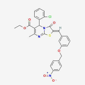 molecular formula C30H24ClN3O6S B3878500 ethyl (2Z)-5-(2-chlorophenyl)-7-methyl-2-[[3-[(4-nitrophenyl)methoxy]phenyl]methylidene]-3-oxo-5H-[1,3]thiazolo[3,2-a]pyrimidine-6-carboxylate 