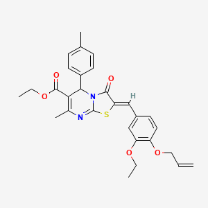 molecular formula C29H30N2O5S B3878532 ethyl (2Z)-2-[(3-ethoxy-4-prop-2-enoxyphenyl)methylidene]-7-methyl-5-(4-methylphenyl)-3-oxo-5H-[1,3]thiazolo[3,2-a]pyrimidine-6-carboxylate 