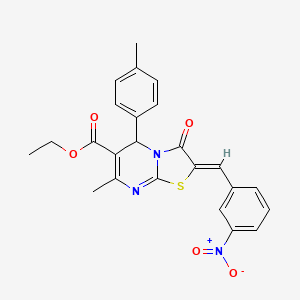 molecular formula C24H21N3O5S B3878533 ethyl 7-methyl-5-(4-methylphenyl)-2-(3-nitrobenzylidene)-3-oxo-2,3-dihydro-5H-[1,3]thiazolo[3,2-a]pyrimidine-6-carboxylate 