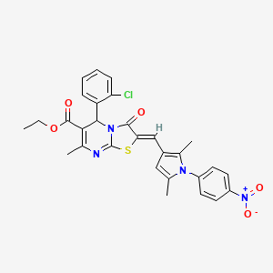 molecular formula C29H25ClN4O5S B3878553 ETHYL (2Z)-5-(2-CHLOROPHENYL)-2-{[2,5-DIMETHYL-1-(4-NITROPHENYL)-1H-PYRROL-3-YL]METHYLIDENE}-7-METHYL-3-OXO-2H,3H,5H-[1,3]THIAZOLO[3,2-A]PYRIMIDINE-6-CARBOXYLATE 