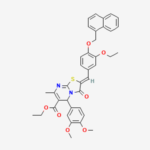 molecular formula C38H36N2O7S B3878643 Ethyl (2Z)-5-(3,4-dimethoxyphenyl)-2-({3-ethoxy-4-[(naphthalen-1-YL)methoxy]phenyl}methylidene)-7-methyl-3-oxo-2H,3H,5H-[1,3]thiazolo[3,2-A]pyrimidine-6-carboxylate 