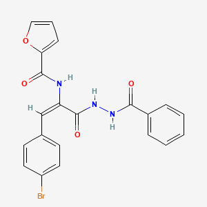 molecular formula C21H16BrN3O4 B3878648 N-[(E)-3-(2-benzoylhydrazinyl)-1-(4-bromophenyl)-3-oxoprop-1-en-2-yl]furan-2-carboxamide 