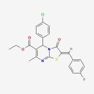 molecular formula C23H18ClFN2O3S B3878653 ethyl (2Z)-5-(4-chlorophenyl)-2-[(4-fluorophenyl)methylidene]-7-methyl-3-oxo-5H-[1,3]thiazolo[3,2-a]pyrimidine-6-carboxylate 