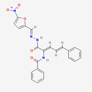 molecular formula C23H18N4O5 B3878661 N-[(2Z,4E)-1-[(2E)-2-[(5-nitrofuran-2-yl)methylidene]hydrazinyl]-1-oxo-5-phenylpenta-2,4-dien-2-yl]benzamide 