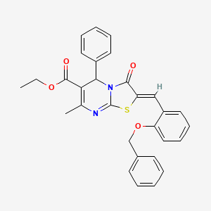 molecular formula C30H26N2O4S B3878679 Ethyl (2Z)-2-{[2-(benzyloxy)phenyl]methylidene}-7-methyl-3-oxo-5-phenyl-2H,3H,5H-[1,3]thiazolo[3,2-A]pyrimidine-6-carboxylate 