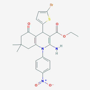 molecular formula C24H24BrN3O5S B387870 ETHYL 2-AMINO-4-(5-BROMO-2-THIENYL)-7,7-DIMETHYL-1-(4-NITROPHENYL)-5-OXO-1,4,5,6,7,8-HEXAHYDRO-3-QUINOLINECARBOXYLATE 