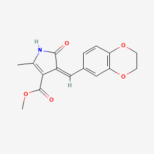 molecular formula C16H15NO5 B3878765 methyl (4Z)-4-(2,3-dihydro-1,4-benzodioxin-6-ylmethylidene)-2-methyl-5-oxo-1H-pyrrole-3-carboxylate 