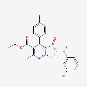 molecular formula C24H21BrN2O3S B3878777 ethyl (2Z)-2-(3-bromobenzylidene)-7-methyl-5-(4-methylphenyl)-3-oxo-2,3-dihydro-5H-[1,3]thiazolo[3,2-a]pyrimidine-6-carboxylate 