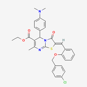 molecular formula C32H30ClN3O4S B3878781 ethyl (2Z)-2-{2-[(4-chlorobenzyl)oxy]benzylidene}-5-[4-(dimethylamino)phenyl]-7-methyl-3-oxo-2,3-dihydro-5H-[1,3]thiazolo[3,2-a]pyrimidine-6-carboxylate CAS No. 5672-02-6