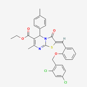 molecular formula C31H26Cl2N2O4S B3878803 ethyl (2Z)-2-[[2-[(2,4-dichlorophenyl)methoxy]phenyl]methylidene]-7-methyl-5-(4-methylphenyl)-3-oxo-5H-[1,3]thiazolo[3,2-a]pyrimidine-6-carboxylate 