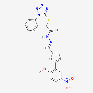 molecular formula C21H17N7O5S B3878831 N-[(E)-[5-(2-methoxy-5-nitrophenyl)furan-2-yl]methylideneamino]-2-(1-phenyltetrazol-5-yl)sulfanylacetamide 