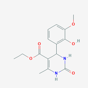 molecular formula C15H18N2O5 B3878842 Ethyl 4-(2-hydroxy-3-methoxyphenyl)-6-methyl-2-oxo-1,2,3,4-tetrahydropyrimidine-5-carboxylate 