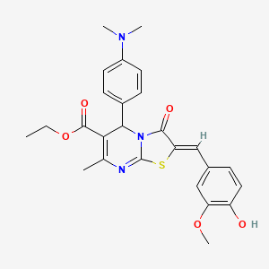 molecular formula C26H27N3O5S B3878924 ethyl (2Z)-5-[4-(dimethylamino)phenyl]-2-(4-hydroxy-3-methoxybenzylidene)-7-methyl-3-oxo-2,3-dihydro-5H-[1,3]thiazolo[3,2-a]pyrimidine-6-carboxylate 