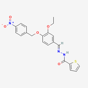 molecular formula C21H19N3O5S B3878977 N'-[(E)-{3-ethoxy-4-[(4-nitrobenzyl)oxy]phenyl}methylidene]thiophene-2-carbohydrazide 