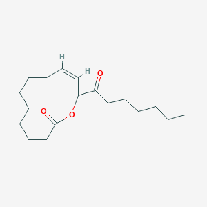 molecular formula C18H30O3 B038790 (10Z)-12-heptanoyl-1-oxacyclododec-10-en-2-one CAS No. 114416-54-5