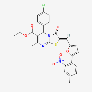 molecular formula C28H22ClN3O6S B3879008 Ethyl (2Z)-5-(4-chlorophenyl)-7-methyl-2-{[5-(4-methyl-2-nitrophenyl)furan-2-YL]methylidene}-3-oxo-2H,3H,5H-[1,3]thiazolo[3,2-A]pyrimidine-6-carboxylate 
