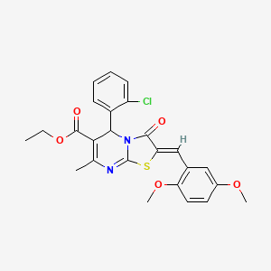 molecular formula C25H23ClN2O5S B3879019 ETHYL (2Z)-5-(2-CHLOROPHENYL)-2-[(2,5-DIMETHOXYPHENYL)METHYLIDENE]-7-METHYL-3-OXO-2H,3H,5H-[1,3]THIAZOLO[3,2-A]PYRIMIDINE-6-CARBOXYLATE 