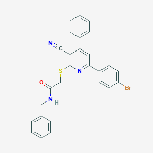 molecular formula C27H20BrN3OS B387904 N-benzyl-2-{[6-(4-bromophenyl)-3-cyano-4-phenylpyridin-2-yl]sulfanyl}acetamide 