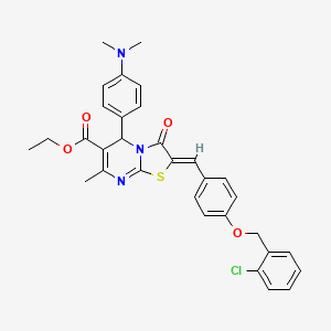 molecular formula C32H30ClN3O4S B3879042 ethyl (2Z)-2-[[4-[(2-chlorophenyl)methoxy]phenyl]methylidene]-5-[4-(dimethylamino)phenyl]-7-methyl-3-oxo-5H-[1,3]thiazolo[3,2-a]pyrimidine-6-carboxylate 