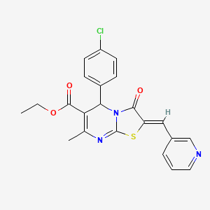 molecular formula C22H18ClN3O3S B3879063 ethyl (2Z)-5-(4-chlorophenyl)-7-methyl-3-oxo-2-(pyridin-3-ylmethylidene)-5H-[1,3]thiazolo[3,2-a]pyrimidine-6-carboxylate 