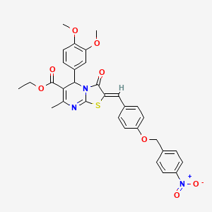 molecular formula C32H29N3O8S B3879075 ethyl (2Z)-5-(3,4-dimethoxyphenyl)-7-methyl-2-{4-[(4-nitrobenzyl)oxy]benzylidene}-3-oxo-2,3-dihydro-5H-[1,3]thiazolo[3,2-a]pyrimidine-6-carboxylate 