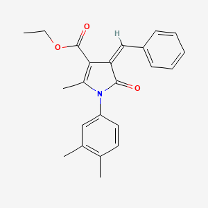 molecular formula C23H23NO3 B3879126 Ethyl (4Z)-1-(3,4-dimethylphenyl)-2-methyl-5-oxo-4-(phenylmethylidene)-4,5-dihydro-1H-pyrrole-3-carboxylate 
