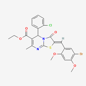 molecular formula C25H22BrClN2O5S B3879138 ethyl (2Z)-2-[(5-bromo-2,4-dimethoxyphenyl)methylidene]-5-(2-chlorophenyl)-7-methyl-3-oxo-5H-[1,3]thiazolo[3,2-a]pyrimidine-6-carboxylate 