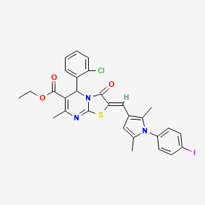 molecular formula C29H25ClIN3O3S B3879164 ethyl (2Z)-5-(2-chlorophenyl)-2-{[1-(4-iodophenyl)-2,5-dimethyl-1H-pyrrol-3-yl]methylidene}-7-methyl-3-oxo-2,3-dihydro-5H-[1,3]thiazolo[3,2-a]pyrimidine-6-carboxylate CAS No. 5673-76-7