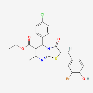 molecular formula C23H18BrClN2O4S B3879176 ethyl (2Z)-2-[(3-bromo-4-hydroxyphenyl)methylidene]-5-(4-chlorophenyl)-7-methyl-3-oxo-5H-[1,3]thiazolo[3,2-a]pyrimidine-6-carboxylate 