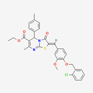 molecular formula C32H29ClN2O5S B3879185 ethyl (2Z)-2-[[4-[(2-chlorophenyl)methoxy]-3-methoxyphenyl]methylidene]-7-methyl-5-(4-methylphenyl)-3-oxo-5H-[1,3]thiazolo[3,2-a]pyrimidine-6-carboxylate 