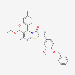 molecular formula C32H30N2O5S B3879193 ethyl (2Z)-2-[(3-methoxy-4-phenylmethoxyphenyl)methylidene]-7-methyl-5-(4-methylphenyl)-3-oxo-5H-[1,3]thiazolo[3,2-a]pyrimidine-6-carboxylate 