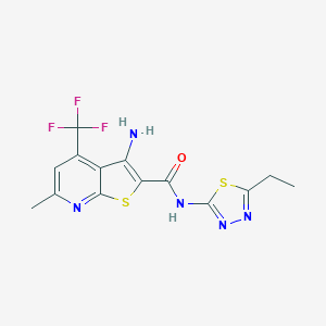 molecular formula C14H12F3N5OS2 B387925 3-amino-N-(5-ethyl-1,3,4-thiadiazol-2-yl)-6-methyl-4-(trifluoromethyl)thieno[2,3-b]pyridine-2-carboxamide 