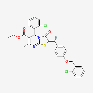 molecular formula C30H24Cl2N2O4S B3879253 ethyl (2Z)-5-(2-chlorophenyl)-2-[[4-[(2-chlorophenyl)methoxy]phenyl]methylidene]-7-methyl-3-oxo-5H-[1,3]thiazolo[3,2-a]pyrimidine-6-carboxylate 