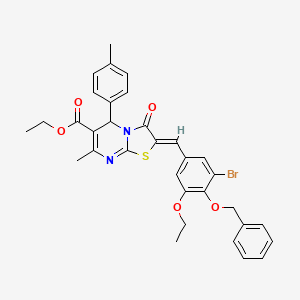 molecular formula C33H31BrN2O5S B3879267 ethyl (2Z)-2-[(3-bromo-5-ethoxy-4-phenylmethoxyphenyl)methylidene]-7-methyl-5-(4-methylphenyl)-3-oxo-5H-[1,3]thiazolo[3,2-a]pyrimidine-6-carboxylate 