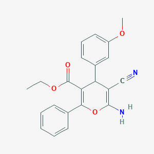 molecular formula C22H20N2O4 B387928 ethyl 6-amino-5-cyano-4-(3-methoxyphenyl)-2-phenyl-4H-pyran-3-carboxylate CAS No. 315246-56-1