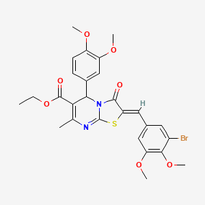 molecular formula C27H27BrN2O7S B3879293 ethyl (2Z)-2-(3-bromo-4,5-dimethoxybenzylidene)-5-(3,4-dimethoxyphenyl)-7-methyl-3-oxo-2,3-dihydro-5H-[1,3]thiazolo[3,2-a]pyrimidine-6-carboxylate 