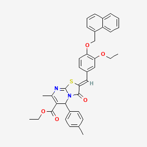 molecular formula C37H34N2O5S B3879296 ethyl (2Z)-2-[[3-ethoxy-4-(naphthalen-1-ylmethoxy)phenyl]methylidene]-7-methyl-5-(4-methylphenyl)-3-oxo-5H-[1,3]thiazolo[3,2-a]pyrimidine-6-carboxylate 