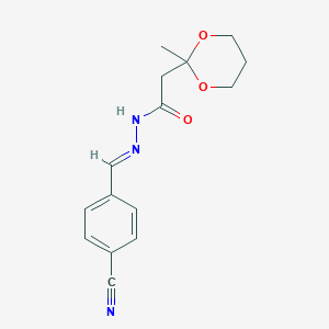 molecular formula C15H17N3O3 B387932 N'-[(E)-(4-Cyanophenyl)methylidene]-2-(2-methyl-1,3-dioxan-2-yl)acetohydrazide 
