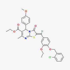 molecular formula C33H31ClN2O6S B3879322 ethyl (2Z)-2-{4-[(2-chlorobenzyl)oxy]-3-ethoxybenzylidene}-5-(4-methoxyphenyl)-7-methyl-3-oxo-2,3-dihydro-5H-[1,3]thiazolo[3,2-a]pyrimidine-6-carboxylate 