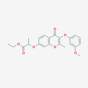 molecular formula C22H22O7 B3879368 ethyl 2-((3-(3-methoxyphenoxy)-2-methyl-4-oxo-4H-chromen-7-yl)oxy)propanoate 