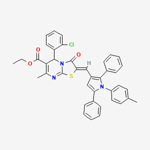 molecular formula C40H32ClN3O3S B3879406 ethyl (2Z)-5-(2-chlorophenyl)-7-methyl-2-[[1-(4-methylphenyl)-2,5-diphenylpyrrol-3-yl]methylidene]-3-oxo-5H-[1,3]thiazolo[3,2-a]pyrimidine-6-carboxylate 