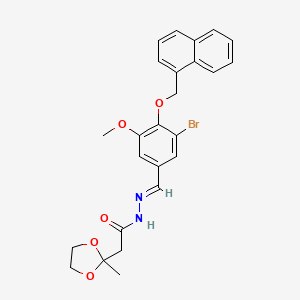 molecular formula C25H25BrN2O5 B3879417 N'-{(E)-[3-bromo-5-methoxy-4-(naphthalen-1-ylmethoxy)phenyl]methylidene}-2-(2-methyl-1,3-dioxolan-2-yl)acetohydrazide 