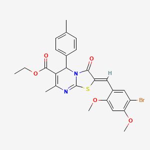 molecular formula C26H25BrN2O5S B3879424 ethyl (2Z)-2-[(5-bromo-2,4-dimethoxyphenyl)methylidene]-7-methyl-5-(4-methylphenyl)-3-oxo-5H-[1,3]thiazolo[3,2-a]pyrimidine-6-carboxylate 