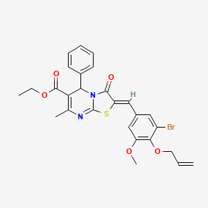 molecular formula C27H25BrN2O5S B3879453 Ethyl (2Z)-2-{[3-bromo-5-methoxy-4-(prop-2-EN-1-yloxy)phenyl]methylidene}-7-methyl-3-oxo-5-phenyl-2H,3H,5H-[1,3]thiazolo[3,2-A]pyrimidine-6-carboxylate 