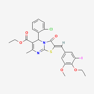 molecular formula C26H24ClIN2O5S B3879460 ethyl (2Z)-5-(2-chlorophenyl)-2-[(4-ethoxy-3-iodo-5-methoxyphenyl)methylidene]-7-methyl-3-oxo-5H-[1,3]thiazolo[3,2-a]pyrimidine-6-carboxylate 