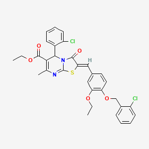 molecular formula C32H28Cl2N2O5S B3879461 ethyl (2Z)-5-(2-chlorophenyl)-2-[[4-[(2-chlorophenyl)methoxy]-3-ethoxyphenyl]methylidene]-7-methyl-3-oxo-5H-[1,3]thiazolo[3,2-a]pyrimidine-6-carboxylate 