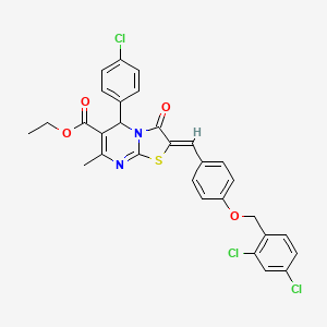 molecular formula C30H23Cl3N2O4S B3879463 ethyl (2Z)-5-(4-chlorophenyl)-2-{4-[(2,4-dichlorobenzyl)oxy]benzylidene}-7-methyl-3-oxo-2,3-dihydro-5H-[1,3]thiazolo[3,2-a]pyrimidine-6-carboxylate 