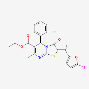 molecular formula C21H16ClIN2O4S B3879476 ETHYL (2Z)-5-(2-CHLOROPHENYL)-2-[(5-IODOFURAN-2-YL)METHYLIDENE]-7-METHYL-3-OXO-2H,3H,5H-[1,3]THIAZOLO[3,2-A]PYRIMIDINE-6-CARBOXYLATE 