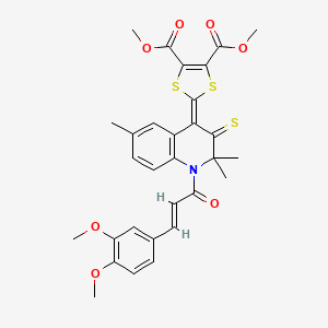 molecular formula C30H29NO7S3 B3879493 DIMETHYL 2-[1-[3-(3,4-DIMETHOXYPHENYL)ACRYLOYL]-2,2,6-TRIMETHYL-3-THIOXO-2,3-DIHYDRO-4(1H)-QUINOLINYLIDEN]-1,3-DITHIOLE-4,5-DICARBOXYLATE 