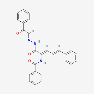 molecular formula C27H23N3O3 B3879510 N-(3-methyl-1-{[2-(2-oxo-2-phenylethylidene)hydrazino]carbonyl}-4-phenyl-1,3-butadien-1-yl)benzamide 